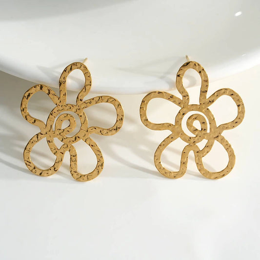 Boucles d’oreilles fleur en acier inoxydable